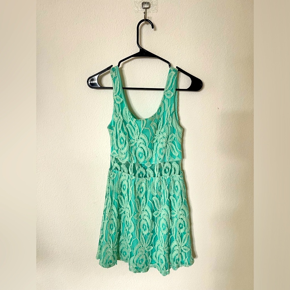 Wet Seal Turquoise Lace Dress; Size: M